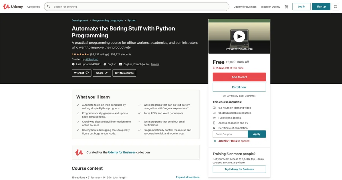 【期間限定】退屈なことはPythonにやらせよう、のオンライン講座が無料（リンク付き）｜Sangmin Ahn