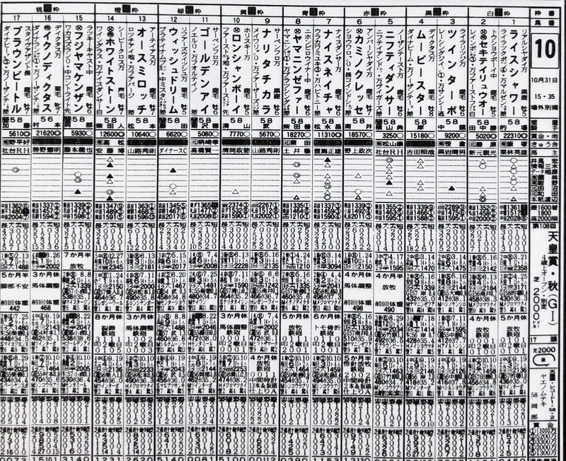 93年天皇賞秋・馬柱