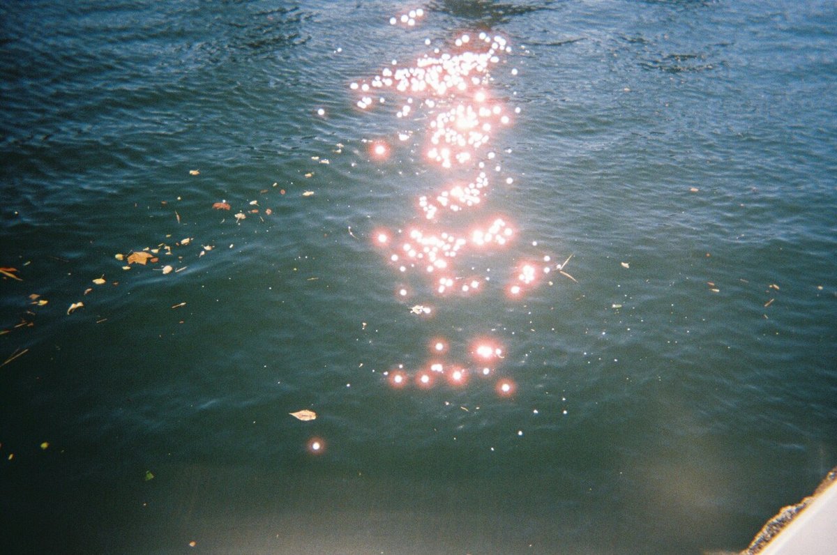 川面に太陽光が反射して煌めいているフィルム写真。