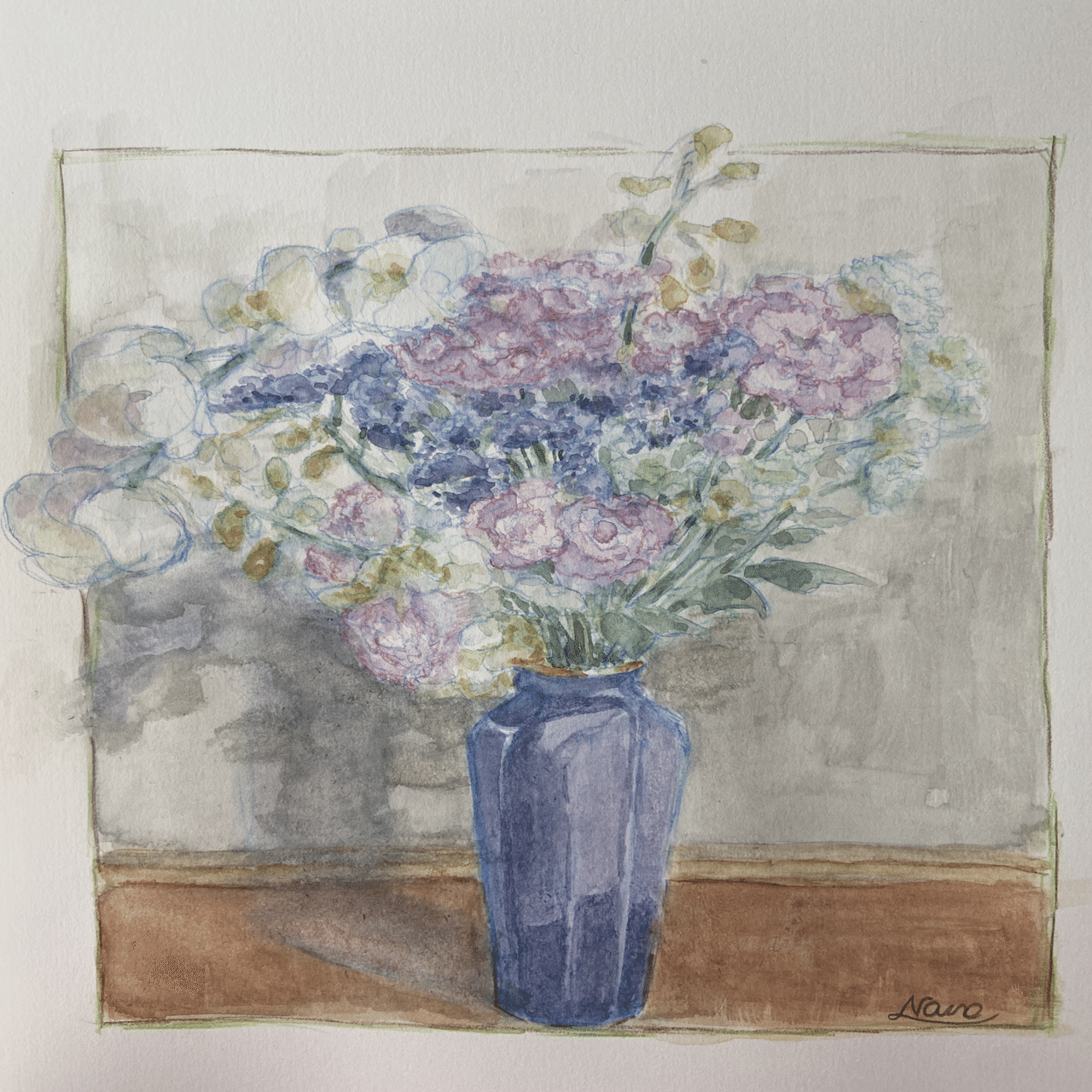 花瓶の花スケッチ｜なの