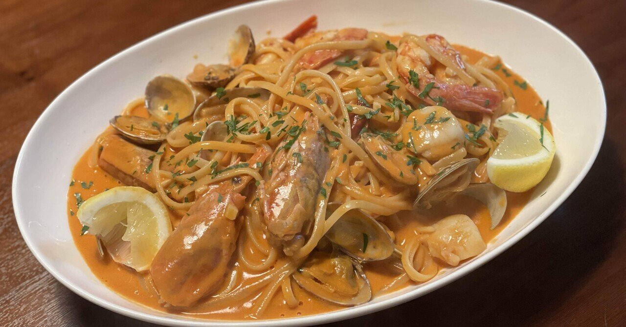 食品サンプル〔まいづる〕　箸上げ海鮮トマトパスタ 2025 春限定おすすめパスタ🍝 〜海の幸とトマトがおいしい 幸せ