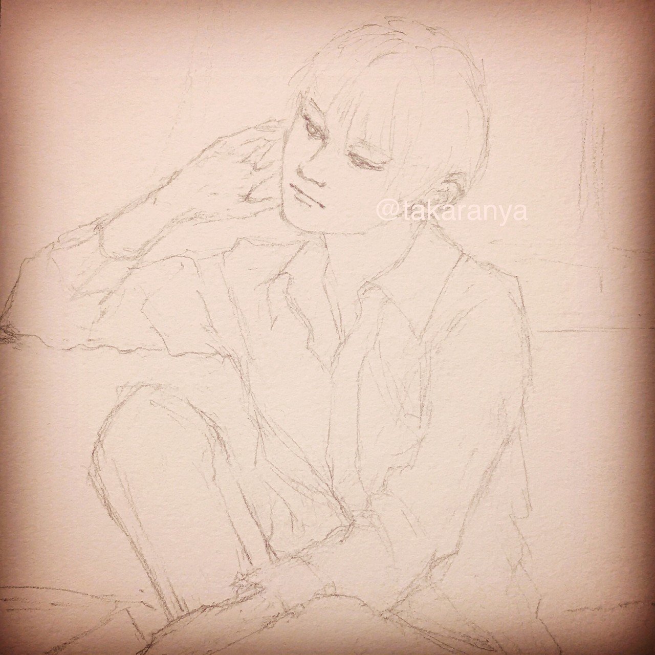 写真ポーズ集を見て下絵描き描き 顔は流星くんっぽく変更 身体の形とるの難しい たからにゃ イラスト Note