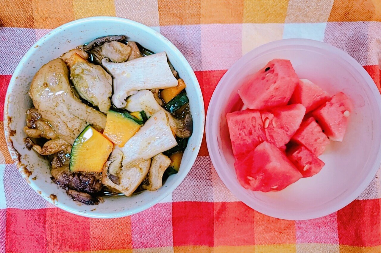夏バテにもってこい かぼちゃとエリンギとタンドリーチキングリル弁当 ふるみゆ Note