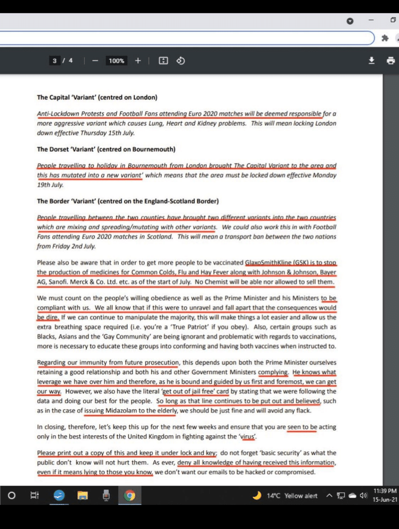 イギリスのコロナ政策のリーク情報 情報局wake Note