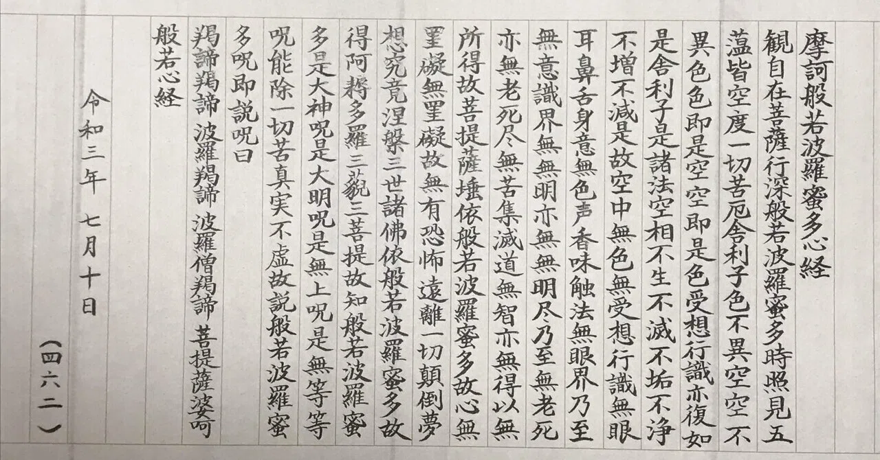 The Me Script 【Continuing Sutra Copying Day 462 (Kaisho Script)】 ~A Repeating Digit ...