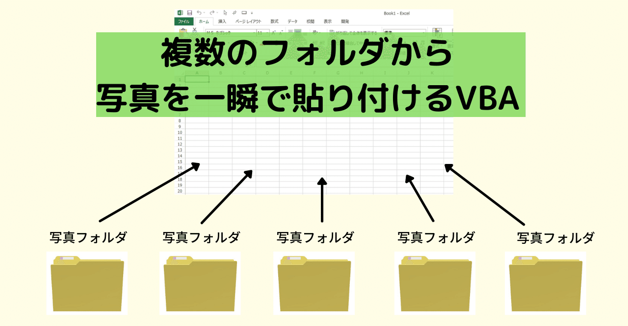 複数のファルダに保存された写真データを一瞬でエクセルに貼り付けるvba マメ父ちゃん Note