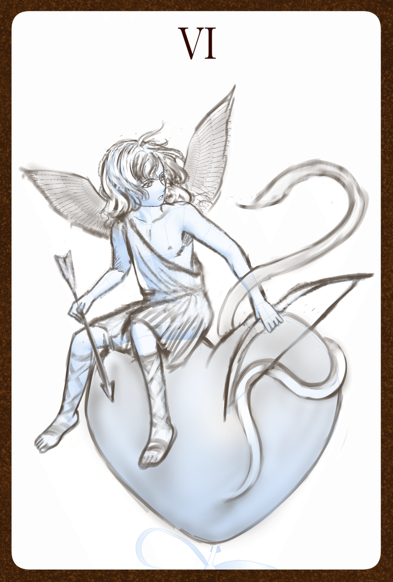 絵の上達を目的にタロットを描く 恋人 3d 下書き Lamiel Note