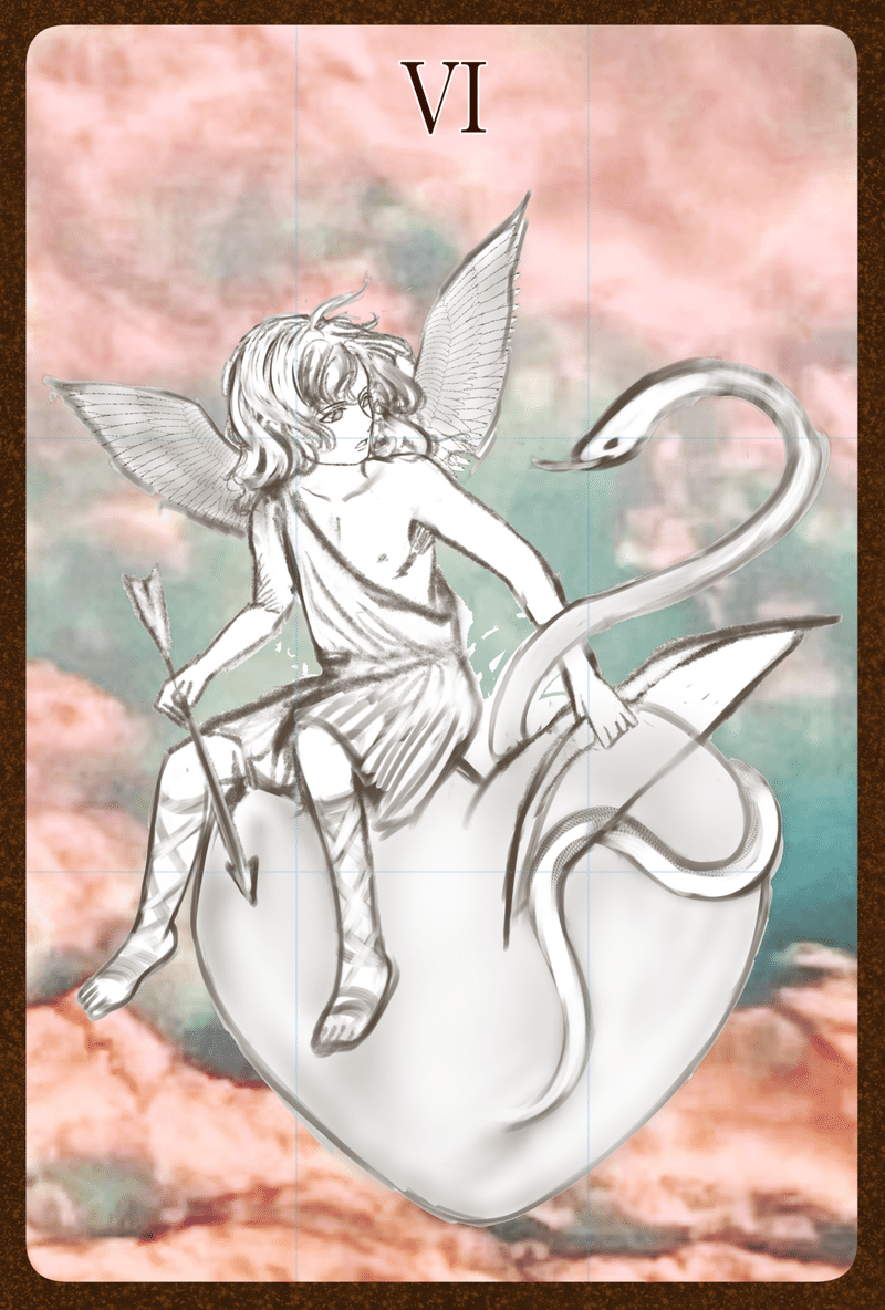 絵の上達を目的にタロットを描く 恋人 3d 下書き Lamiel Note