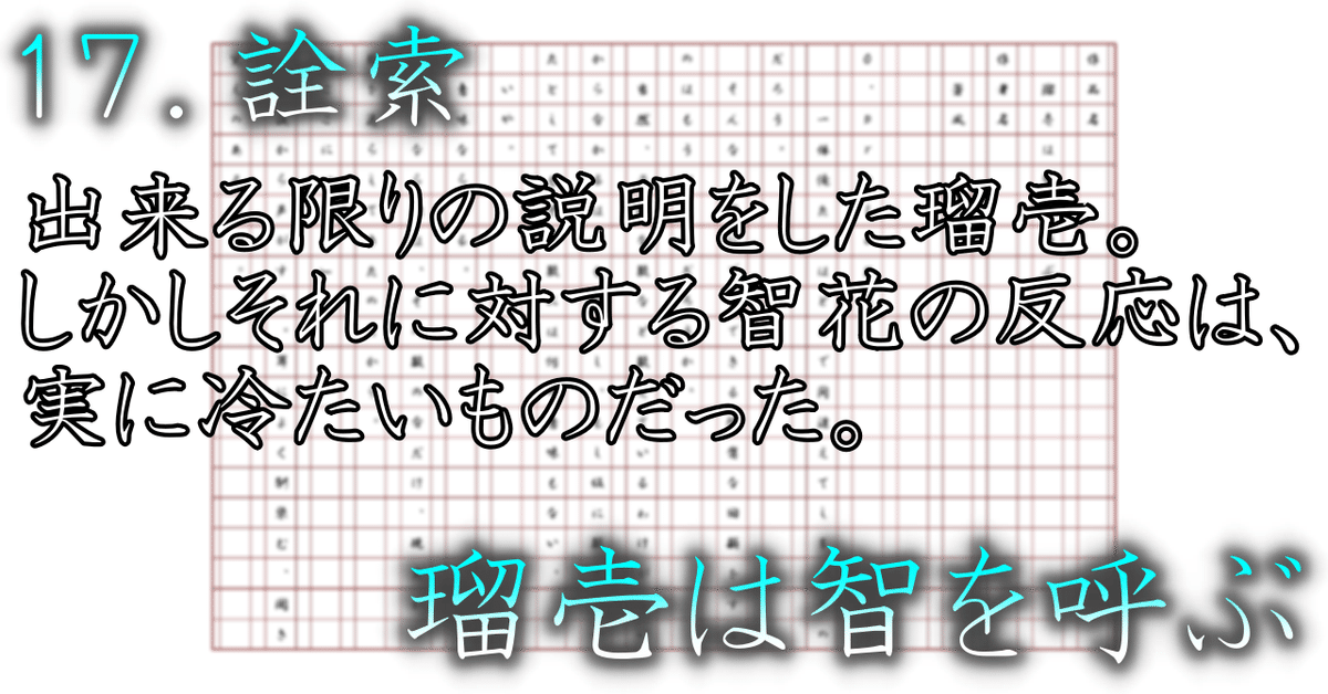 あらすじ／１７．詮索／瑠壱は智を呼ぶ