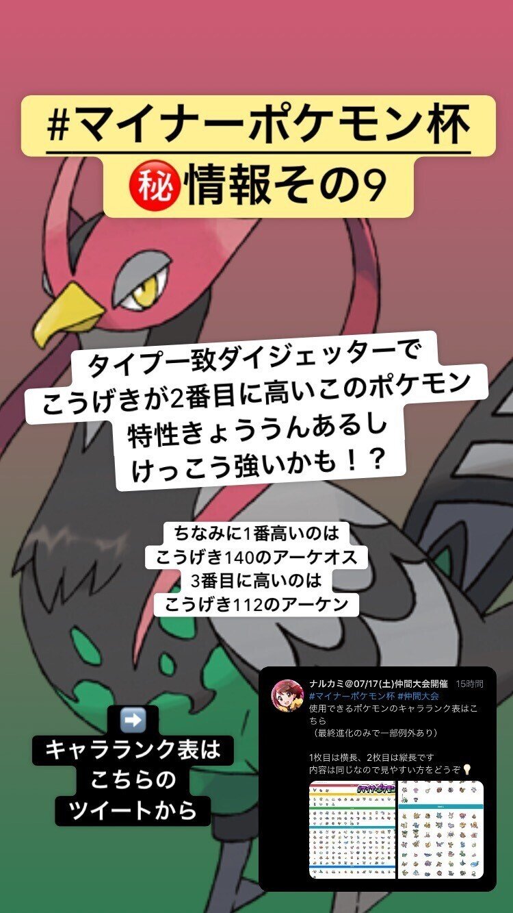 かがやけ マイナーポケモン杯 オマケ情報 ナルカミのフリータイム ゲーム記録 Note
