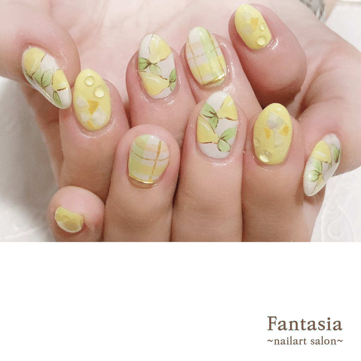 手描きアート 爽やか キュートなレモン柄ネイル Fantasia Nail Note