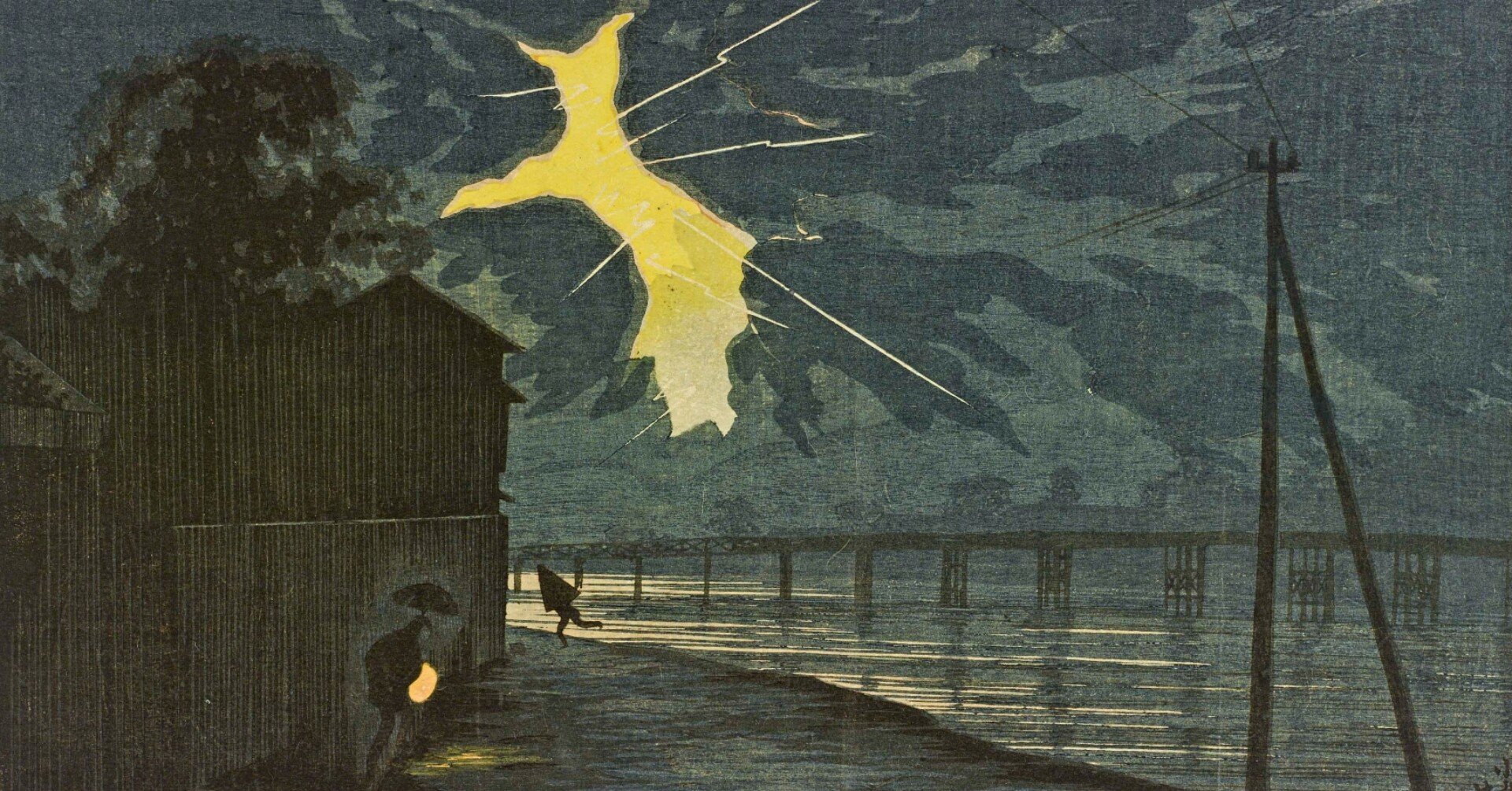 浮世絵を見ながら 葛飾北斎による浮世絵「The Waterwheel at Onden (Onden no