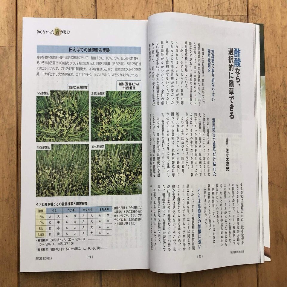 酢が田んぼの雑草対策になるらしい Shanthi Usui Note
