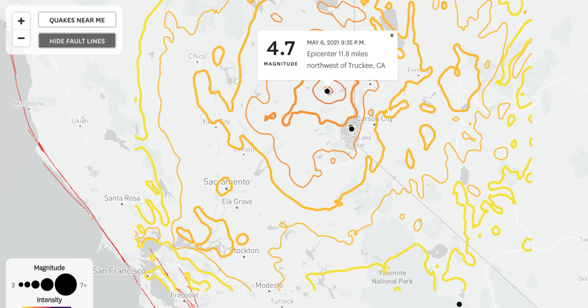 地震の揺れをリアルタイムで地図上に可視化 サンフランシスコ クロニクル Built With Mapbox Mapbox Japan