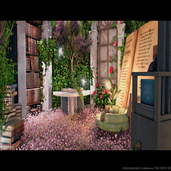 Ff14 読書タイムや心落ち着きたい時におすすめ 植物と星灯りの静かな書店宿 Mana Mandragora Ff14ハウス探訪 Note