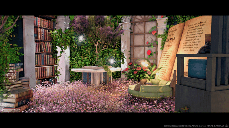 Ff14 読書タイムや心落ち着きたい時におすすめ 植物と星灯りの静かな書店宿 Mana Mandragora Ff14ハウス探訪 Note