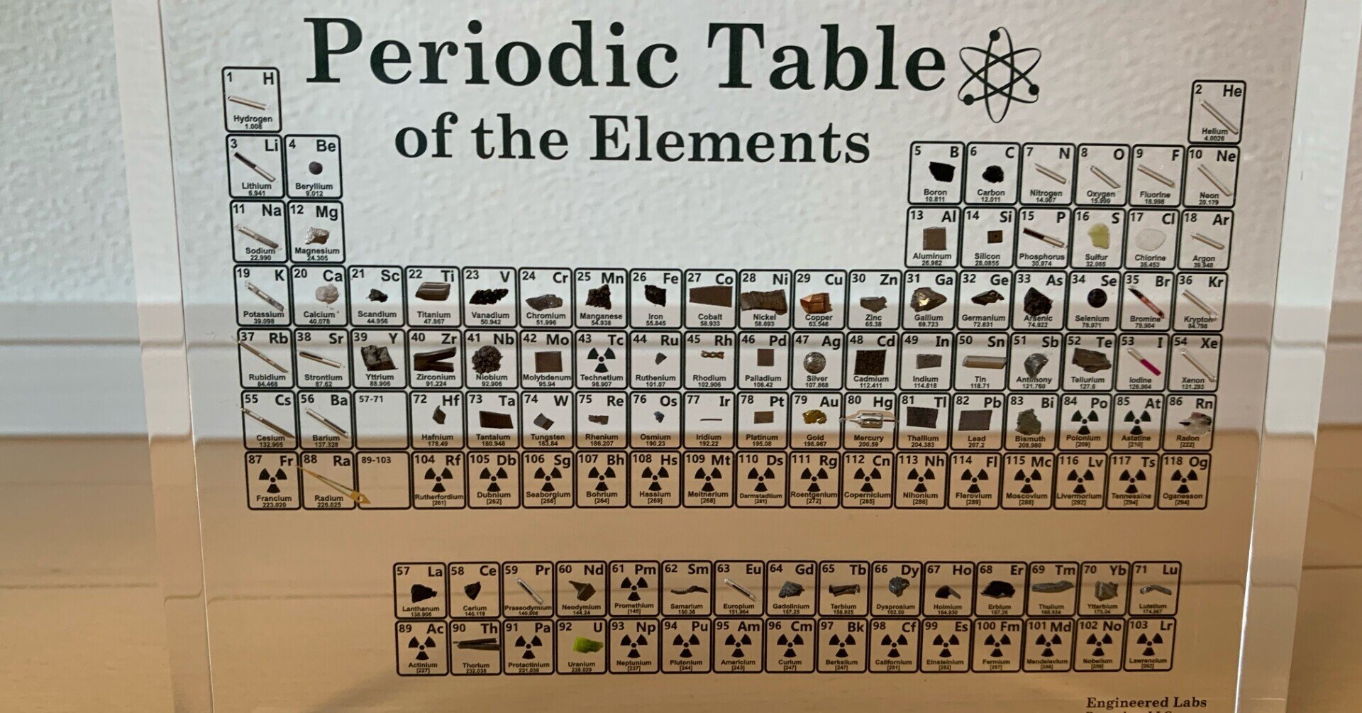 元素の周期表 透明アクリルガラス 化学元素周期表 83種実際の要素 元素サンプル