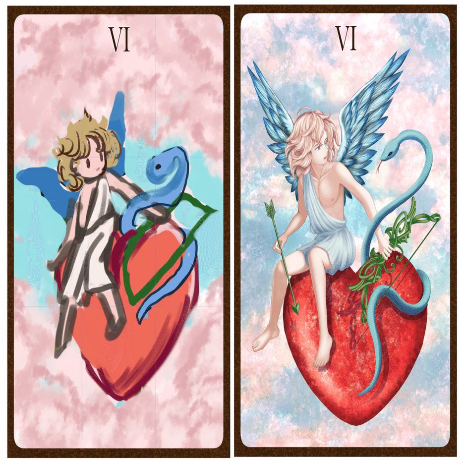 絵の上達を目的にタロットを描く：恋人…完成｜Lamiel