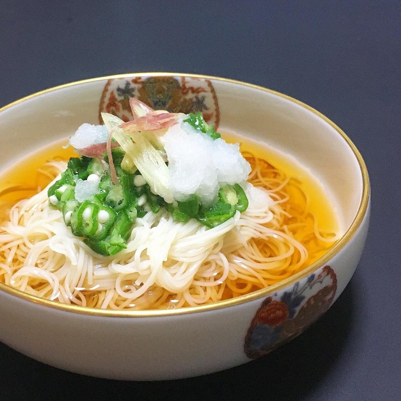 60.オクラと玉葱のそうめん