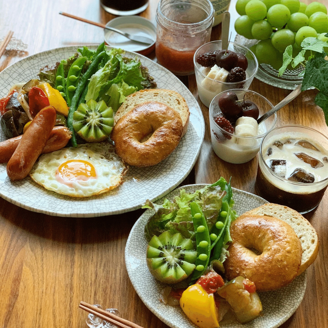 2日目の自家製ベーグルとシャインマスカットなど みずのさちこ Note 2日目の自家製ベーグルとシャインマスカットなど みずのさちこ Note