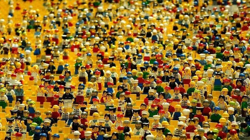 レゴ・人形・人々・黄色い・群衆