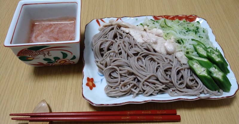 チリトマトつゆの盛り蕎麦