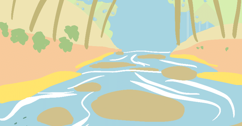 今日のイラスト「久しぶりに川遊び」描きました