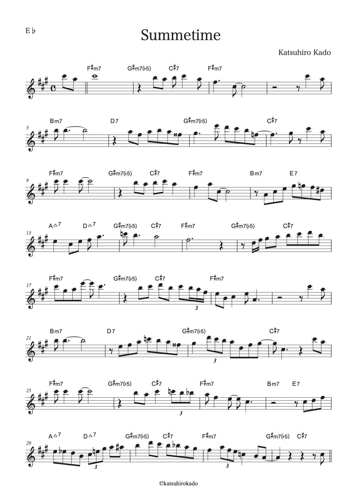 アルトサックス「Summertime」でのソロ例｜加度 克紘