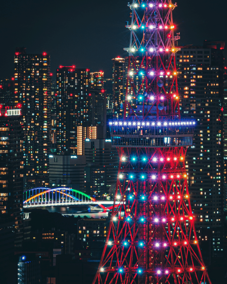 TOKYO OLYMPICS, TOKYO TOWER 東京オリンピックの東京タワー  Camera:FUJIFILM GFX100S Lens:GF23mmF4 R LM WR Settings:f/11 30s ISO100