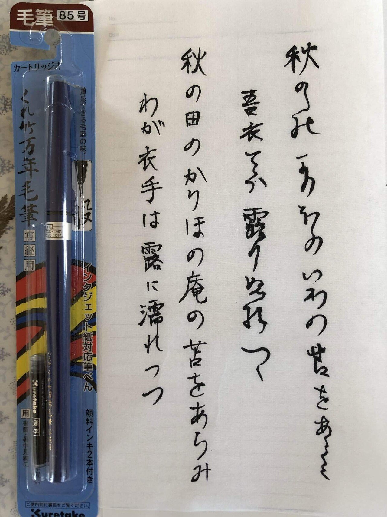 くずし字を鉛筆で真似るだけでは見えない理屈も分かるだろうと思って 何十年振りかで筆を取って書いてみた 百人一首を書くのは恐らく人生 初めて 元の字が見えていないとお手本を真似るので精一杯で 縦の軸が曲がっ マンボウ Note