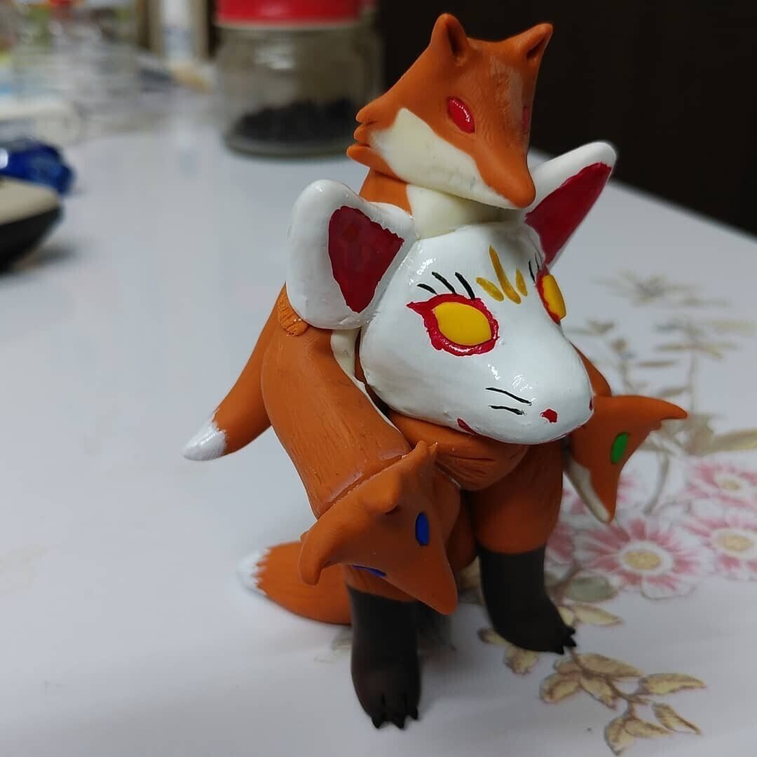 【神狐】狐像　稲荷紋 神狐】狐像稲荷紋