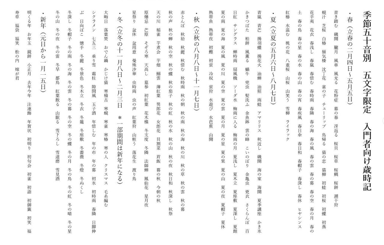 多分日本一簡単な俳句の作り方講座 初心者向け季語一覧表プレゼント中 亀山 こうき 俳句の水先案内人 Note