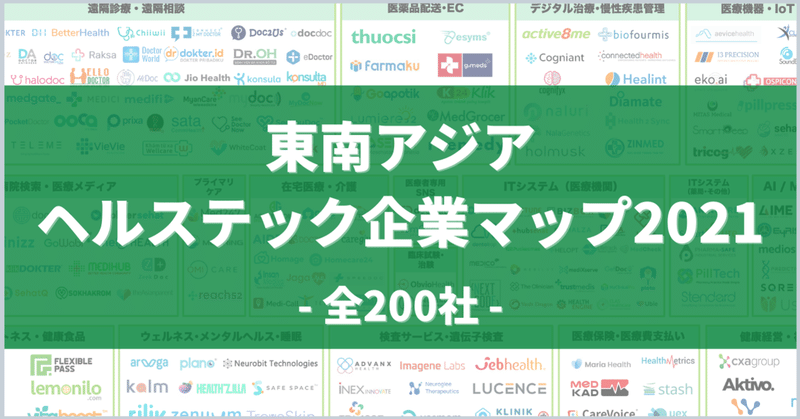 【2021年版・全200社】東南アジア・ヘルステック企業マップ大公開！！