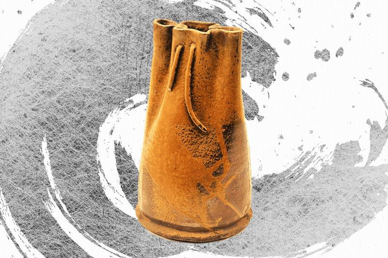 古備前花入　古伊部花入　掛け花入　掛け花生　グレー