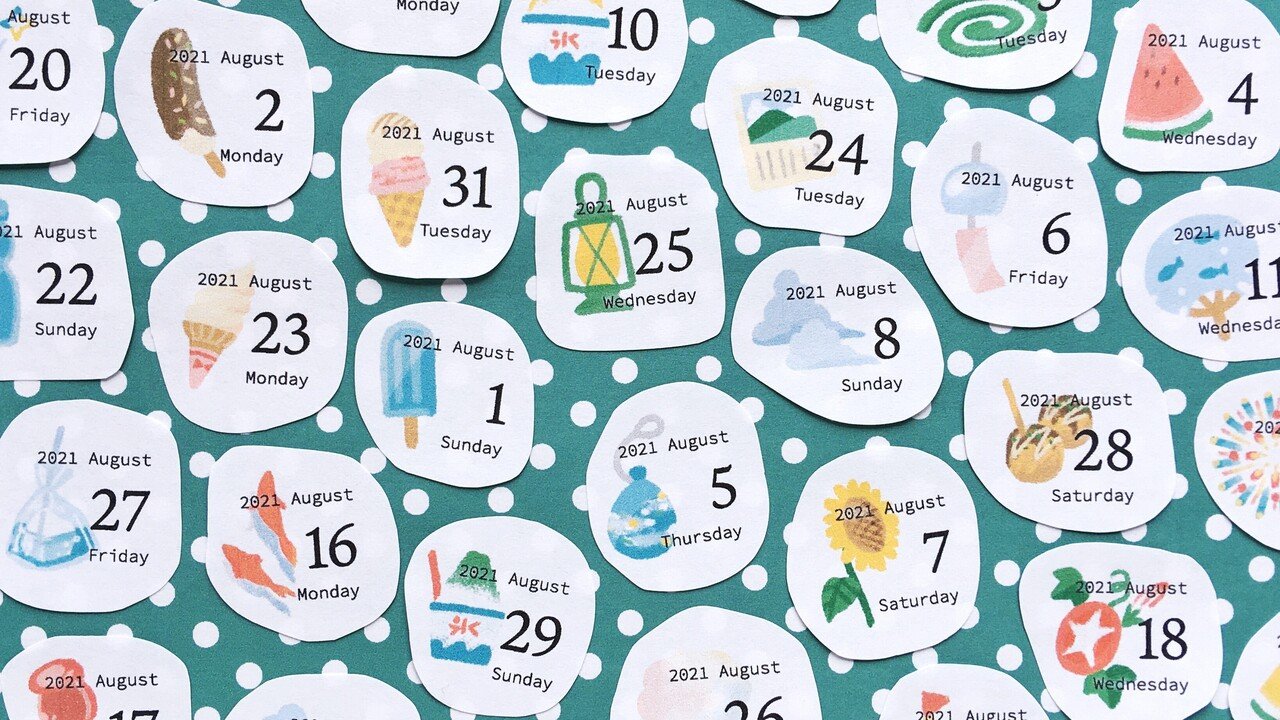 日付シート 21年8月 みらりーの Note 日付シート 21年8月 みらりーの Note