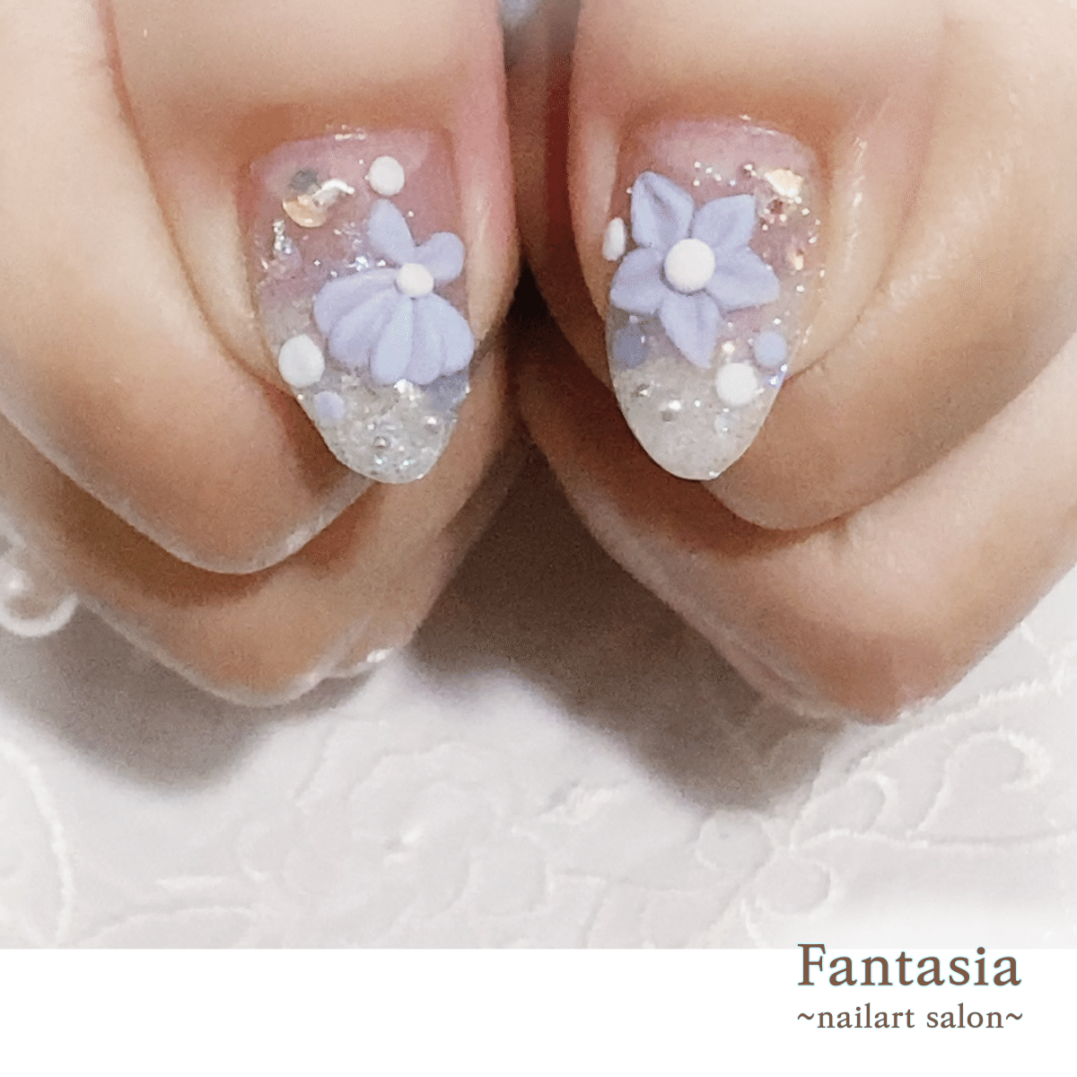 アイスブルーの人魚の鱗アート 21夏ネイル Fantasia Nail Note
