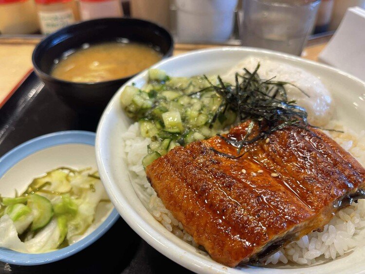 本日は飯田橋駅東口にある 松屋 さんにて、鰻三色丼の大盛りを頂きました。鰻は最高❗️ではないけれど、質量ともに満足度は結構あります。これで税込千円は安いですね。鰻ダブルにしたら1,390円と予算オーバーですが、完全な鰻丼です。#神楽坂ランチ