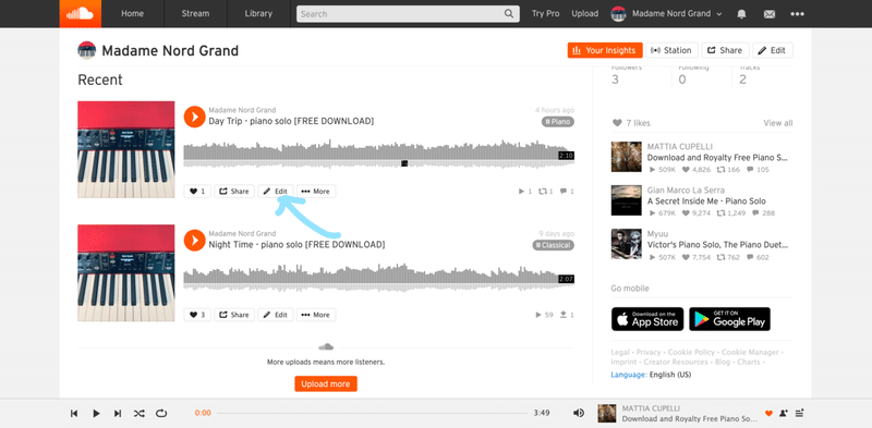 Soundcloudで自分の曲を商用利用okに設定する方法 まのぐ Madame Nord Grand Nord Grandでdtm Note