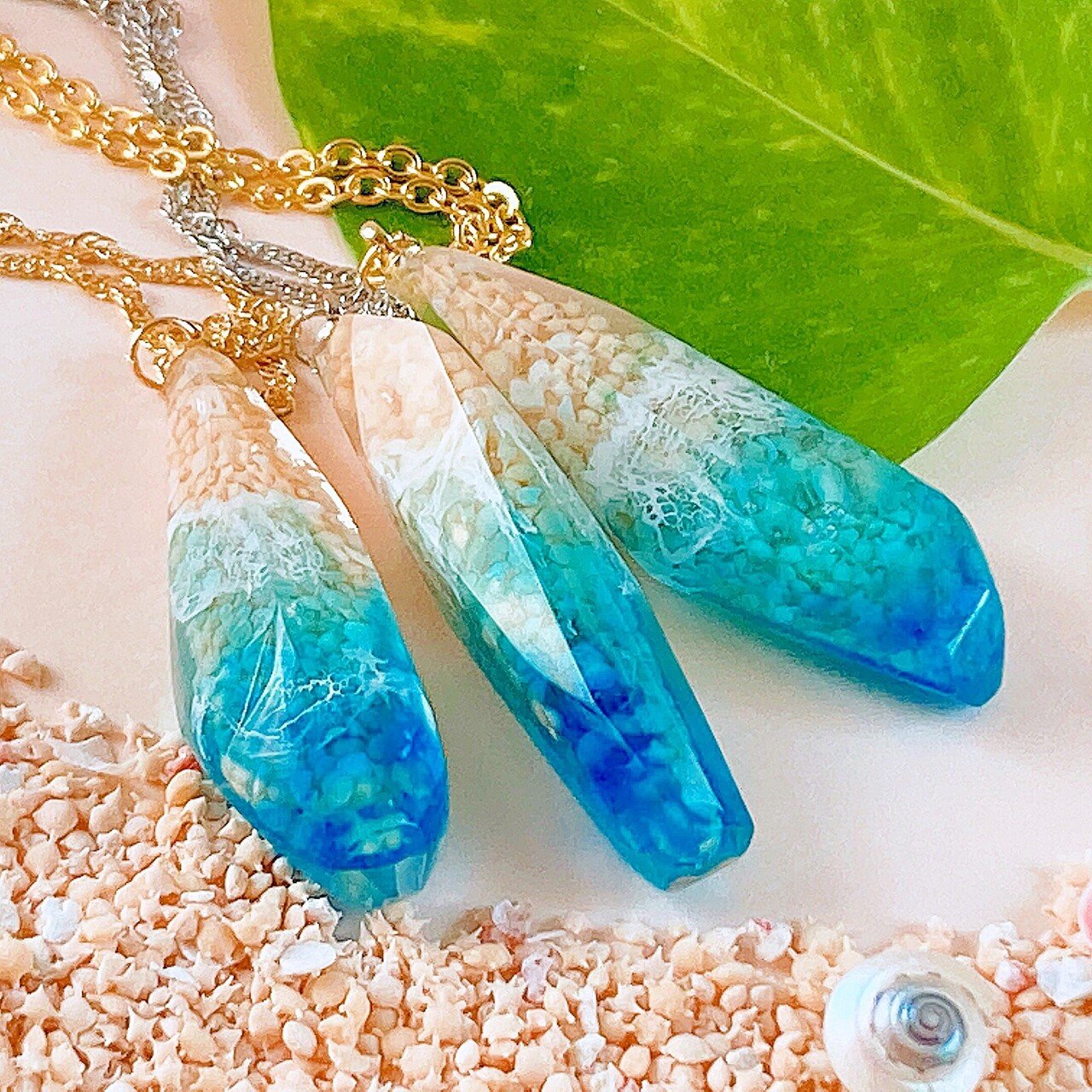 貴重な宝石/ネックレス/エコー/手作り/ カピン・ドウラド 新作】鉱石の海ネックレス｜ハートビート/HEARTBEAT(波跳音)