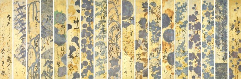 088 A0259_00_02 俵屋宗達 本阿弥光悦 四季草花下絵和歌短冊帖(全)_S
