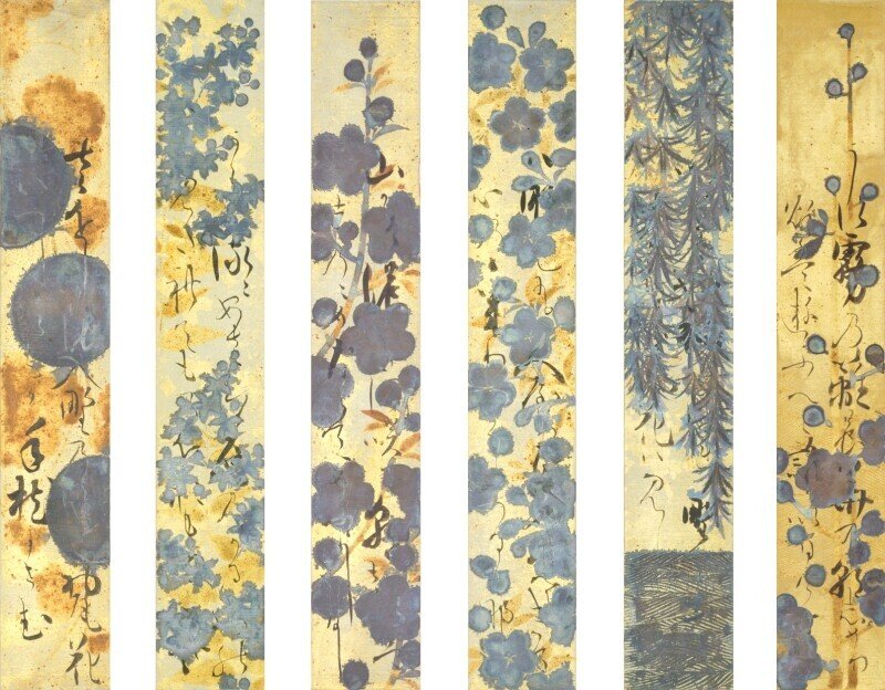 088 A0259_01_06oa 俵屋宗達 本阿弥光悦 四季草花下絵和歌短冊帖_S