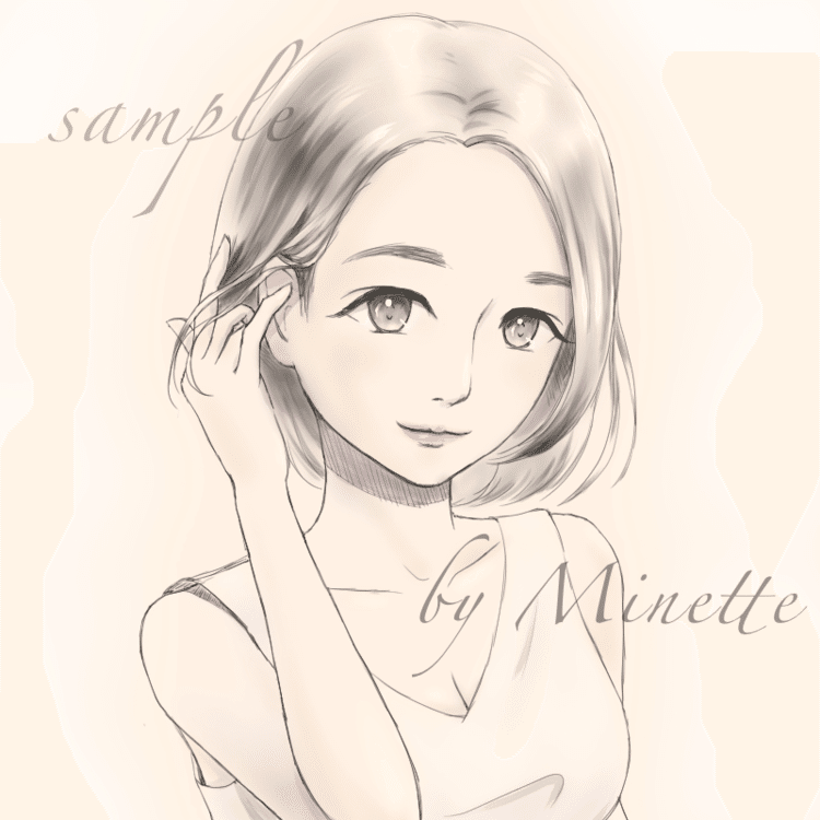 髪を耳にかける仕草って素敵ですよね✨☆Twitter:@minetteillust☆#ボブヘアー　#女の子イラスト　#イラストレーター  #清楚　#絵師さんと繋がりたい