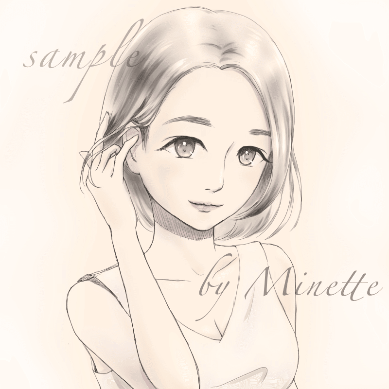 お仕事 水彩画風イラスト 髪を耳にかける少女 Minette Note