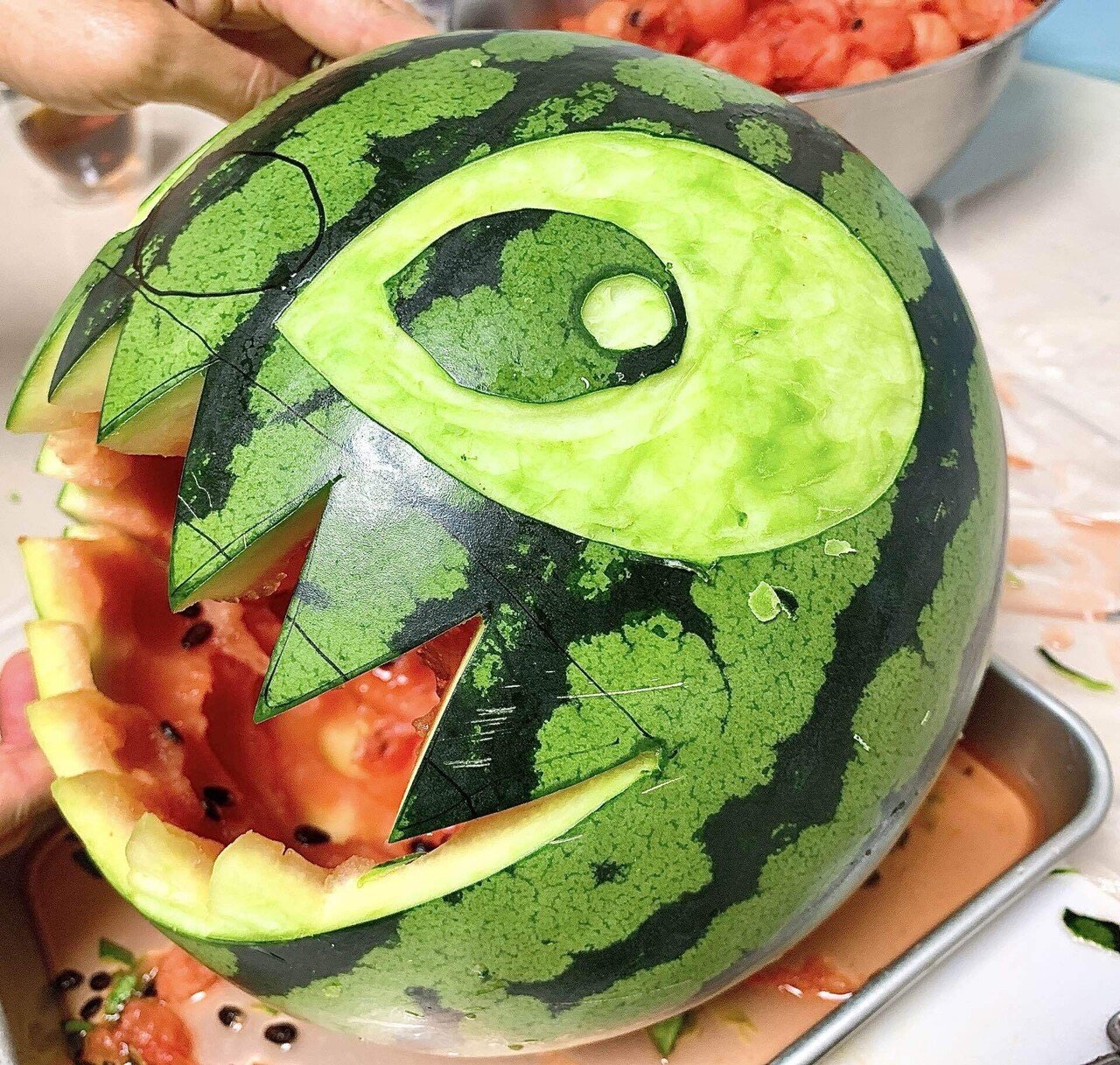 自画自賛w 娘の誕生日にスイカアートでスティッチに挑戦！｜若山 倫(ワカ)