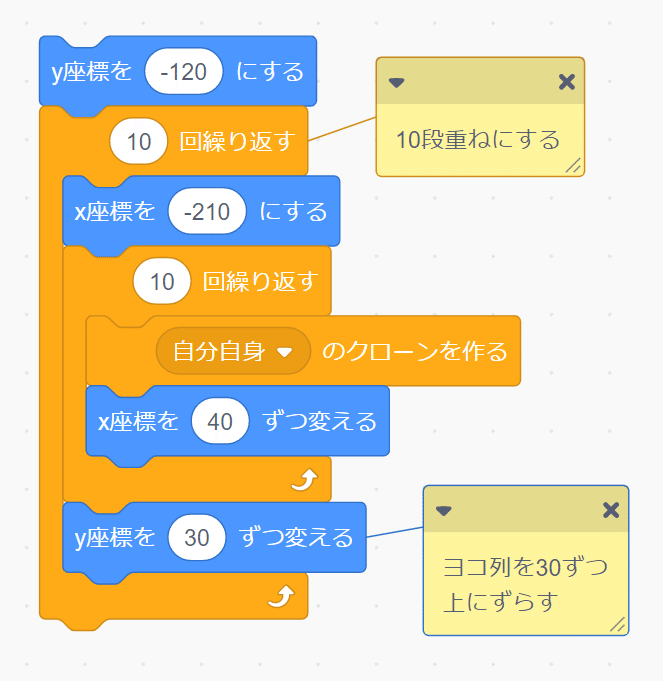 整列10段重ね