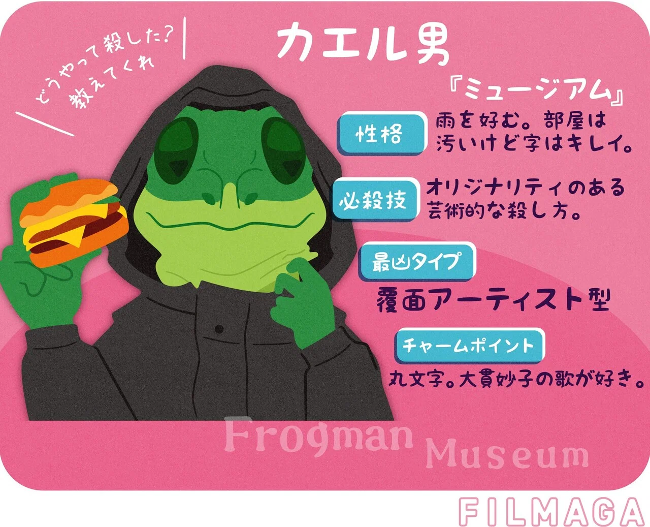 覆面アーティスト型 カエル男 ミュージアム 最凶ヴィラン フクイヒロシ 映画垢 Note 覆面アーティスト型 カエル男 ミュージアム 最凶ヴィラン フクイヒロシ 映画垢 Note