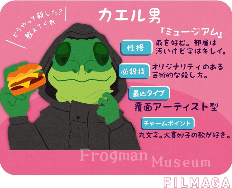 覆面アーティスト型 カエル男 ミュージアム 最凶ヴィラン フクイヒロシ 映画垢 Note