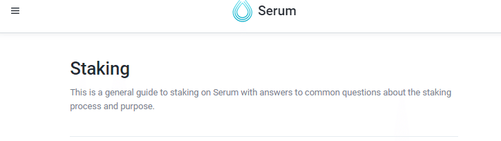 Serum公式サイト和訳 Staking るー Note Serum公式サイト和訳 Staking るー Note