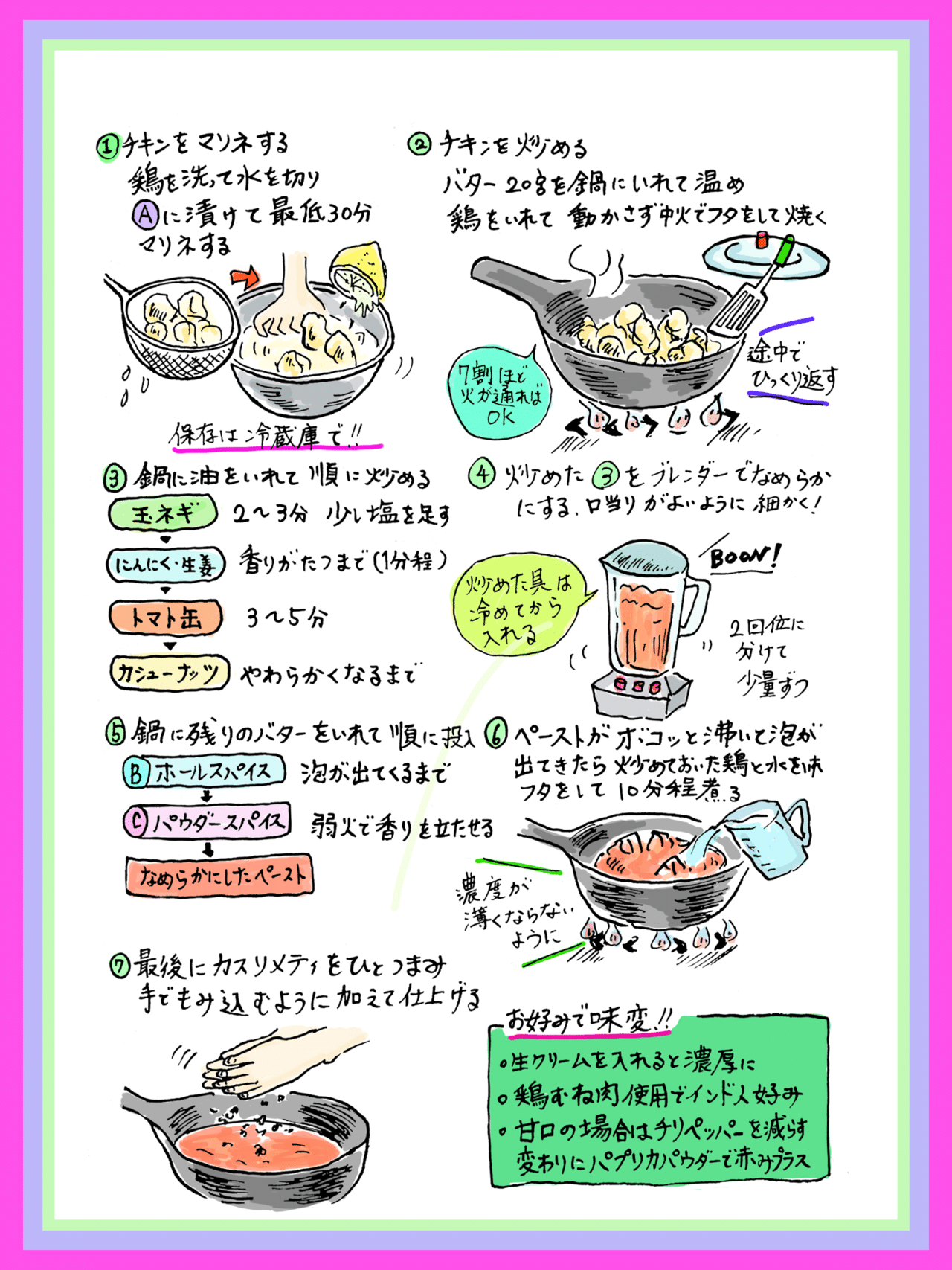 インド人直伝のバターチキンカレー Misa Okubo イラストレシピ Note