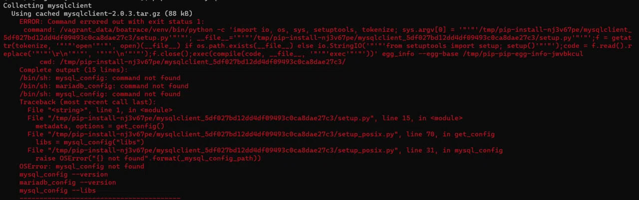 Error occurred when trying to install mysqlclient with pip (OSError ...